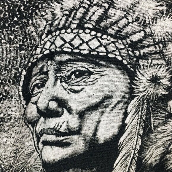 Springhill Wholesale Shirt Mens Large Black Indian Warrior Wolf Single Stitch - Picture 15 of 16